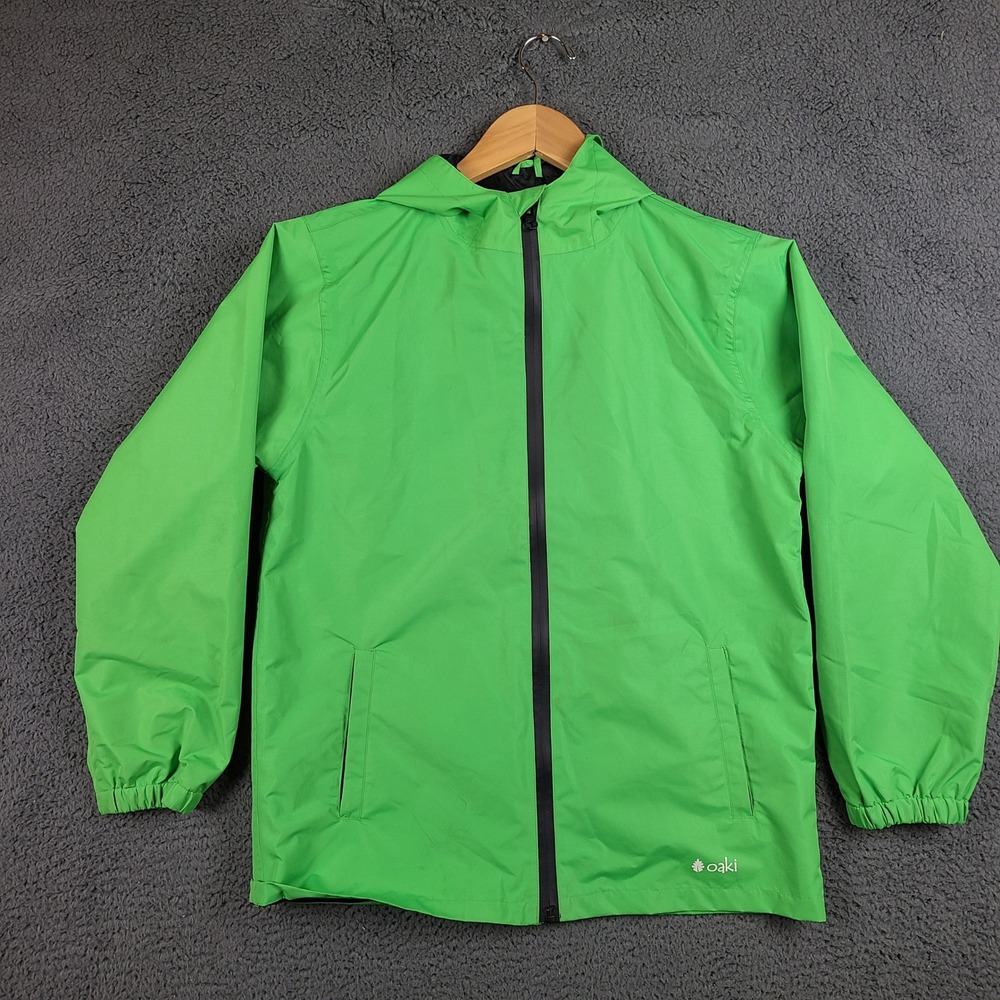 Oaki Kids Green Rain Jacket Hooded Waterproof Shell Outdoor Adventure Size 10/11